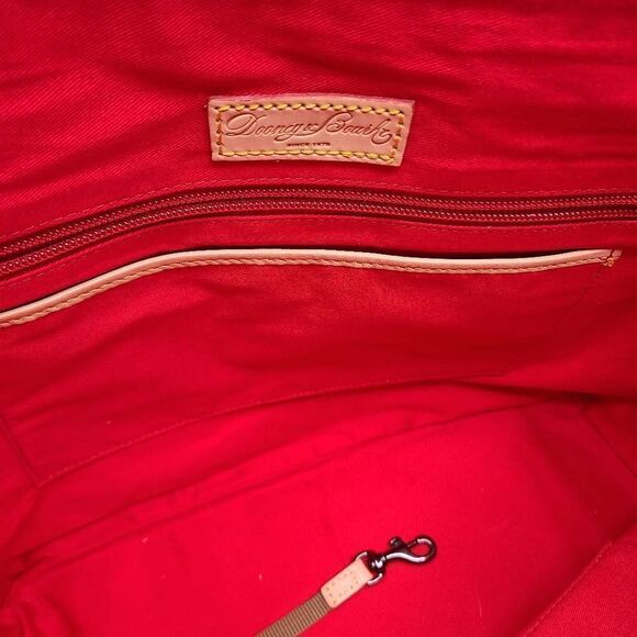 Dooney & Bourke‎ Green and White Chevron Striped Coated Shopper Tote - Picture 9 of 11